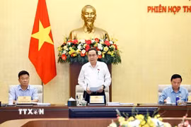 Chủ tịch Quốc hội Trần Thanh Mẫn, Chủ tịch Ủy ban dự thảo sửa đổi, bổ sung một số điều của Hiến pháp năm 2013 phát biểu. (Ảnh: Doãn Tấn/TTXVN)