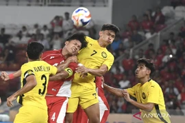 U23 Indonesia (áo đỏ) vào bán kết giải U23 Đông Nam Á 2025. (Nguồn: antaranews)