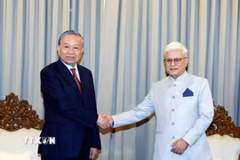 Tổng Bí thư, Chủ tịch nước Tô Lâm tiếp Thống đốc bang Maharashtra Shri Jishnu Dev Varma. (Ảnh: Thống Nhất/TTXVN)