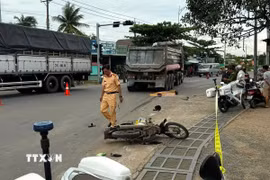 HIện trường vụ tai nạn. (Ảnh: TTXVN phát)