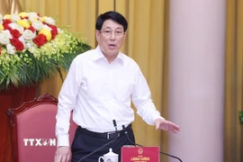 Chủ tịch nước Lương Cường phát biểu chỉ đạo. (Ảnh: Lâm Khánh/TTXVN)