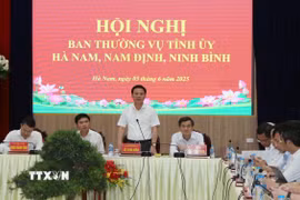 Phó Trưởng Ban Tổ chức Trung ương Đỗ Trọng Hưng phát biểu tại Hội nghị. (Ảnh: Nguyễn Chinh/TTXVN)