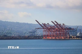 Quang cảnh cảng hàng hóa Long Beach, California, Mỹ. (Ảnh: THX/TTXVN)