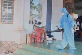 Phun hóa chất diệt muỗi. (Ảnh: TTXVN)