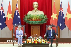 Tổng Bí thư Tô Lâm tiếp Toàn quyền Australia Sam Mostyn thăm cấp Nhà nước tới Việt Nam. (Ảnh: Thống Nhất/TTXVN)
