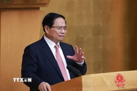 Thủ tướng Phạm Minh Chính chủ trì Phiên họp lần thứ 20 của Ban Chỉ đạo Nhà nước các công trình, dự án quan trọng quốc gia, trọng điểm ngành giao thông vận tải. (Ảnh: Dương Giang/TTXVN)