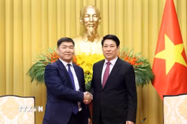 Chủ tịch nước Lương Cường tiếp Chánh án Tòa án tối cao Mông Cổ Ganzorig Damdin. (Ảnh: An Đăng/TTXVN)