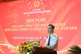 Ông Đoàn Minh Dũng, Trưởng Thuế Thành phố Hồ Chí Minh, phát biểu tại hội nghị. (Ảnh: Hứa Chung/TTXVN)
