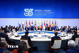 Phiên họp toàn thể Hội nghị Cấp cao Kỷ niệm 35 năm quan hệ ASEAN-Nga. (Ảnh: Dương Giang/TTXVN)