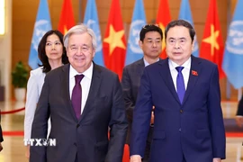Chủ tịch Quốc hội Trần Thanh Mẫn tiếp Tổng Thư ký Liên hợp quốc António Guterres. (Ảnh: Doãn Tấn/TTXVN)
