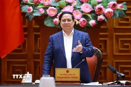 Thủ tướng Phạm Minh Chính chủ trì họp Tổ công tác bảo đảm an ninh năng lượng. (Ảnh: Dương Giang/TTXVN)