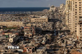 Các lều bạt tạm dành cho người Palestine sơ tán tránh xung đột tại thành phố Gaza ngày 1/9/2025. (Nguồn: THX/TTXVN)