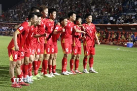 Tuyển Việt Nam hướng đến chiến thắng trước Nepal. (Ảnh: Văn Hướng/TTXVN)