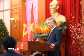 Tổng Bí thư Tô Lâm phát biểu tại buổi gặp mặt. (Ảnh: An Đăng/TTXVN)