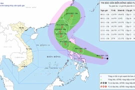 Hướng di chuyển của bão. (Nguồn: Trung tâm Dự báo Khí tượng Thủy văn)