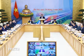 Thủ tướng Phạm Minh Chính chủ trì cuộc họp đôn đốc các dự án đường cao tốc. (Ảnh: Dương Giang/TTXVN)