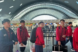 Các cầu thủ U23 Việt Nam rời Qatar sang Saudi Arabia. (Nguồn: VFF)