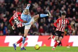 Erling Haaland tịt ngòi trong ngày Man City chia điểm thất vọng. (Nguồn: