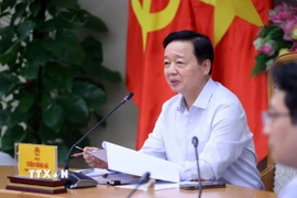 Phó Thủ tướng Trần Hồng Hà phát biểu chỉ đạo cuộc họp. (Ảnh: Văn Điệp/TTXVN)