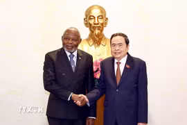 Chủ tịch Quốc hội Trần Thanh Mẫn tiếp Chủ tịch Quốc hội Cộng hòa Dân chủ Congo Vital Kamerhe. (Ảnh: Doãn Tấn/TTXVN)