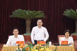Bí thư Tỉnh Bắc Ninh Nguyễn Anh Tuấn phát biểu tại hội nghị. (Ảnh: Thanh Thương/TTXVN)