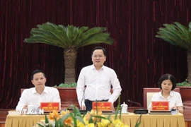 Bí thư Tỉnh Bắc Ninh Nguyễn Anh Tuấn phát biểu tại hội nghị. (Ảnh: Thanh Thương/TTXVN)