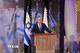 Thủ tướng Israel Benjamin Netanyahu phát biểu tại Jerusalem. (Ảnh: THX/TTXVN)