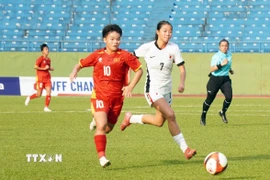 Việt Nam giành vé dự Vòng chung kết bóng đá U17 nữ châu Á 2026. (Ảnh: Trung Tuyến/TTXVN)