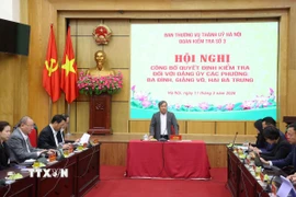 Phó Bí thư Thành ủy, Chủ tịch Ủy ban Nhân dân thành phố Hà Nội Vũ Đại Thắng phát biểu. (Ảnh: Văn Điệp/TTXVN)