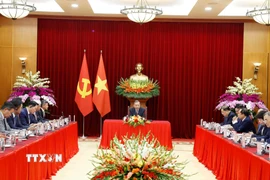 Tổng Bí thư Tô Lâm tiếp lãnh đạo của hơn 40 tập đoàn, doanh nghiệp quốc tế lớn là thành viên của Hội đồng Kinh doanh châu Á. (Ảnh: Thống Nhất/TTXVN)