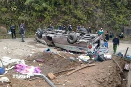 Hiện trường vụ tai nạn. (Ảnh: TTXVN phát)