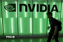 Biểu tượng của Tập đoàn Nvidia tại triển lãm máy tính ở Đài Loan (Trung Quốc), ngày 5/1/2024. (Ảnh: Reuters/TTXVN)