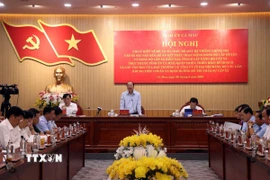 Bí thư Tỉnh ủy Cà Mau Nguyễn Hồ Hải phát biểu chỉ đạo. (Ảnh: Kim Há/TTXVN)