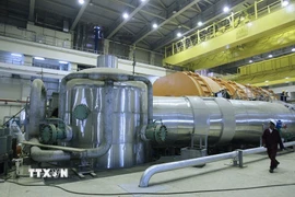 Quang cảnh bên trong nhà máy điện hạt nhân Bushehr ở miền Nam Iran. (Ảnh: FARS NEWS AGENCY/TTXVN)