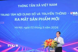 Ông Nguyễn Tuấn Hùng, Phó bí thư thường trực Đảng ủy, phó Tổng giám đốc TTXVN phát biểu chỉ đạo. (Ảnh: Phan Phương/TTXVN)