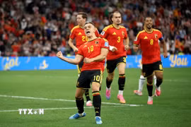 Bỉ giành vé vòng knock-out World Cup 2026 sau chiến thắng tưng bừng. (Ảnh: AFP/TTXVN)