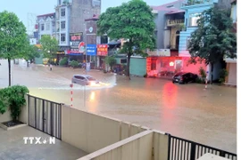 Mưa lớn gây ngập ở Thái Nguyên. (Ảnh: Trần Trang/TTXVN)