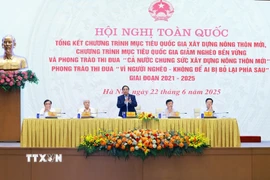 Thủ tướng Phạm Minh Chính chủ trì Hội nghị toàn quốc tổng kết Chương trình mục tiêu quốc gia xây dựng nông thôn mới. (Ảnh: Dương Giang/TTXVN)