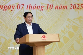 Thủ tướng Phạm Minh Chính chủ trì Phiên họp lần thứ 16 của Ban Chỉ đạo IUU. (Ảnh: Dương Giang/TTXVN)