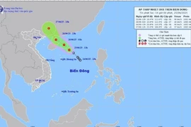 Hướng di chuyển của áp thấp nhiệt đới, chiều 25/6. (Ảnh: TTXVN phát)