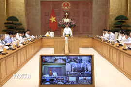 Phó Thủ tướng Hồ Quốc Dũng chủ trì Hội nghị tháo gỡ các khó khăn, vướng mắc về tài chính và đẩy mạnh giải ngân vốn năm 2026 lĩnh vực khoa học công nghệ, đổi mới sáng tạo và chuyển đổi số. (Ảnh: Lâm Khánh/TTXVN)