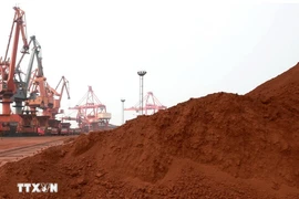 Đất hiếm được đưa đi xuất khẩu tại Liên Vân Cảng ở tỉnh Giang Tô, Trung Quốc. (Ảnh: AFP/TTXVN)