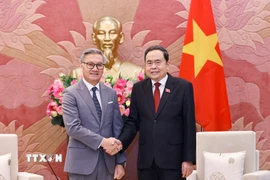 Chủ tịch Quốc hội Trần Thanh Mẫn tiếp Bộ trưởng Ngoại giao Lào Thongsavanh Phomvihane. (Ảnh: Doãn Tấn/TTXVN)