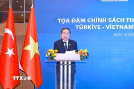 Chủ tịch Quốc hội Trần Thanh Mẫn phát biểu tại Phiên khai mạc Tọa đàm chính sách thúc đẩy hợp tác Việt Nam-Thổ Nhĩ Kỳ. (Ảnh: Doãn Tấn/TTXVN)