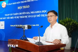Phó Chủ tịch UBND Thành phố Hồ Chí Minh Nguyễn Mạnh Cường phát biểu tại hội thảo. (Ảnh: Trung Tuyến/TTXVN)