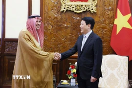 Chủ tịch nước Lương Cường tiếp Đại sứ Vương quốc Saudi Arabia tại Việt Nam Mohammed Ismaeil A. Dahlwy. (Ảnh: Lâm Khánh/TTXVN)