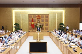 Thủ tướng Phạm Minh Chính chủ trì cuộc họp với Hội đồng Tư vấn chính sách về phát triển kinh tế tư nhân. (Ảnh: Dương Giang/TTXVN)