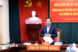 Thượng tướng Trịnh Văn Quyết phát biểu tại buổi làm việc. (Ảnh: Quang Cường/TTXVN)