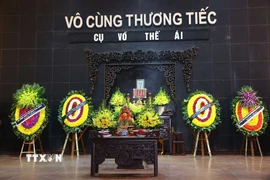 Lễ tang nhà báo lão thành Võ Thế Ái - phóng viên chiến trường cao tuổi của TTXVN và báo chí Cách mạng Việt Nam. (Ảnh: Văn Điệp/TTXVN)