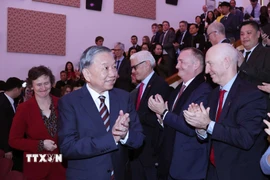 Tổng Bí thư Tô Lâm đến phát biểu chính sách tại Đại học Oxford. (Ảnh: Thống Nhất/TTXVN)